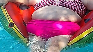Short Video of BBW Nurse Vicki Floating on Her Huge Watermelon