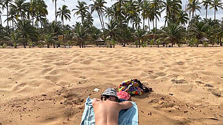 A Busty Blonde Is Walking and Sunbathing Naked