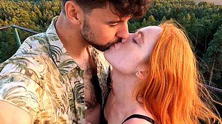 Hot Redhead Fucks Outdoors with Passion - Romantic Public Sex in Nature