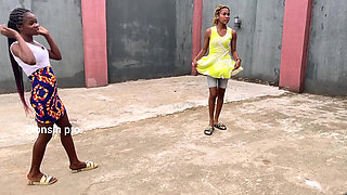 African Girls Playing Local Game Outdoor
