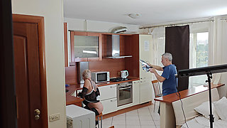 Kinky Husband Films His Mature Hot Wife in the Kitchen to Have a Private Erotic Recording