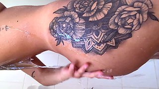 Big Boobed Blonde Masturbates With A Dildo In The Bathroom