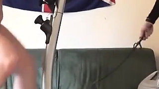 Fat Submissive Pig Dominated by Sexy Mistresses on Exercise Bike