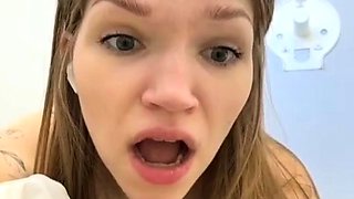 Blonde teen pleasurably masturbating in the men's bathroom89