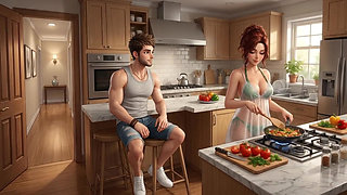 Horny Stepmom Can't Resist Stepson's Cock in the Kitchen