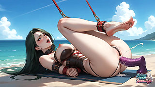 Swept Away by the Tide and Lovin’ Milk Bondage on the Beach - XXX!