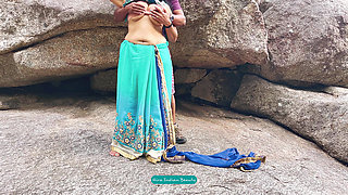 Indian Couple Romance in Outdoor - Saree Sex - Saree Lifted up and Ass Spanked