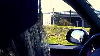 Hot Young Brunette Gives Hitchhiker a Special Ride