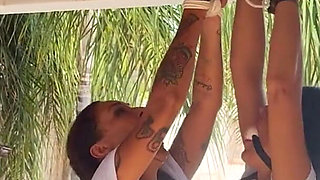 Latina and Lola Lu Bound, Gagged and Blasted. the Hose Reverse Flip Ends with Lesbian Kink Sesh at the Pool