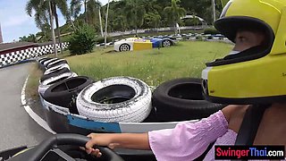 Thai teenage amateurs GF go karting and sex