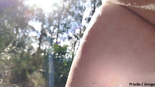 My Wife and Stepsister-in-law Taking off Her Clothes in Public on the Trail! Exhibitionism in Public!