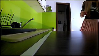 Super Hot Petite Skinny Blonde Wife In The Kitchen Takes Off White Cotton Panties When Gets Bored - Leon Lambert And Petite Blonde