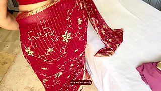 HIRA'S FANTASY: Wearing Red Saree, Blue Lingerie...Naughty