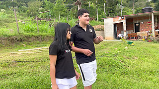 OUTDOOR SEX, I share glanping with my little stepsister and end up her hard