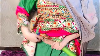 Mischievous pathan nymph with hefty rump.shoving a cucumber inwards her caboose and vag