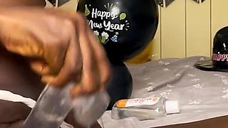 My Huge Ebony Ass Cheated on You with Dildo Squirts While You Snored After the New Year Party