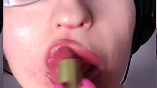 Asmr Paprika Pepper Eating - Asmr, Eye Glasses, Gianess, Lipstick, Big Lips, Mouth, Food, Face Fetish, Long Nails