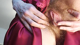 I Came Very Hard When I Was Jerking off My Clitoris, Very Hairy and Creamy Pussy, Hot MILF Masturbating