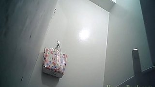 Sweet plump pale skin booty of a stranger girl in the toilet room