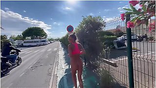 Morning Run Of Monika Fox Without Panties Through The Streets Of The City