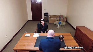 Principal tries on mature teachers juicy twat