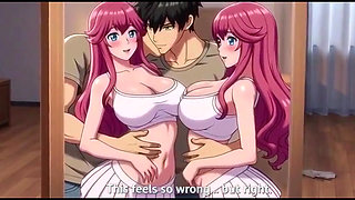Stepbrother help stepsister in yoga and press her boobs