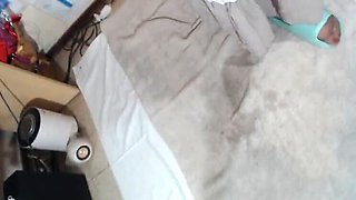 Masked Italian Granny Dirty Talk & Pantyhose Foot Show - Filthy Solo Masturbation