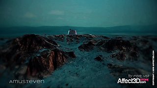 Superhero 3d animation with a big tits beauty