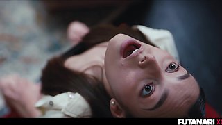 Sexy handjob by a teen Blonde for her futanari busty bestie