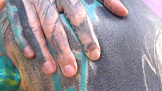 Tattooed Hippie's Anal Fucking with Big Toy and Get Fuck by Real Big Cock