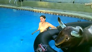 Nadia Plays With Pool Toys