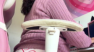 Home Office Leggings Farts Nonstop Pretending with Coworker Then Dirty Talk