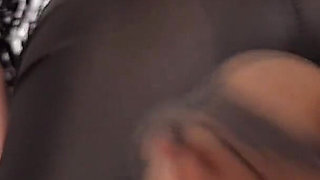 Nylon Footjob in Wet Look Leggings & Black Pantyhose - Dame Olga 1080p (048b)