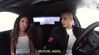 Passionate casting babe shares intense car and butt action on couch