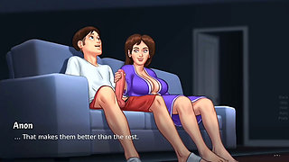 Landlady Catches Student Jerking Off, Then Rubs His Huge Cock - summertime saga gameplay part 1