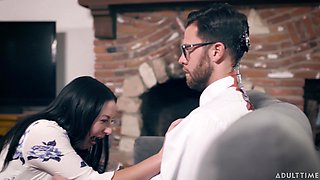 Tantalizing brunet milf Angela White is making love with her young lover
