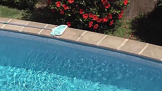 Insatiable MILF Rides Her Lover in the Pool