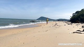 Gorgeous outdoor pissing with a long-legged redhead Sakura Hell