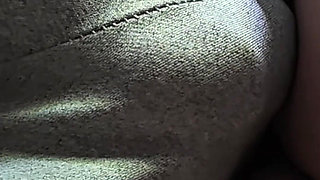 Stranger Cums Hard Inside Her Panties Under Skirt on Subway Train