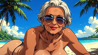 Ai Cartoon Women at Nude Beach