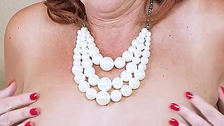 Horny British GILF Beau Diamonds in Nylons
