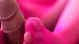 POV Pink Pantyhouse Footjob