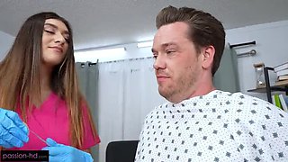 Nurse Aubry Babcock checks Kyle Mason's fat cock pulse before hardcore fucking