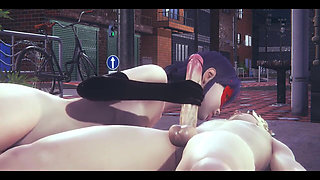 Miraculous Lady Bug - Lady Bug Handjob and Blowjob to Catnoir in the Street - Japanese Asian Manga Anime Game Porn