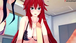 Akeno and Rias Surprise me with a double blowjob - DXD NTR Madness Series