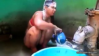 Rural Indian. Busty aunty soaping in front of me