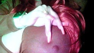 Slutty amateur flashing her big boobs in the backseat