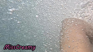 Public Pool Stepsister Dick Flash Risky Handjob Crowd Watching Cumshot 4K