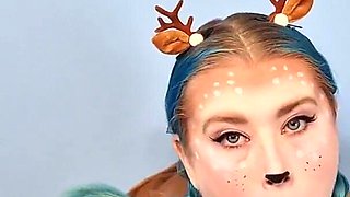 Sensual BJ in a Reindeer Costume - Solo Girl