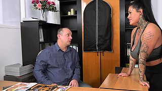 German BBW secretary with big tits fucks with the boss